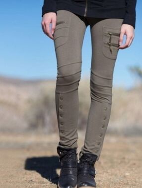 NOMADS HEMP WEAR Bamboo Cotton Gray Cargo Leggings Sz L